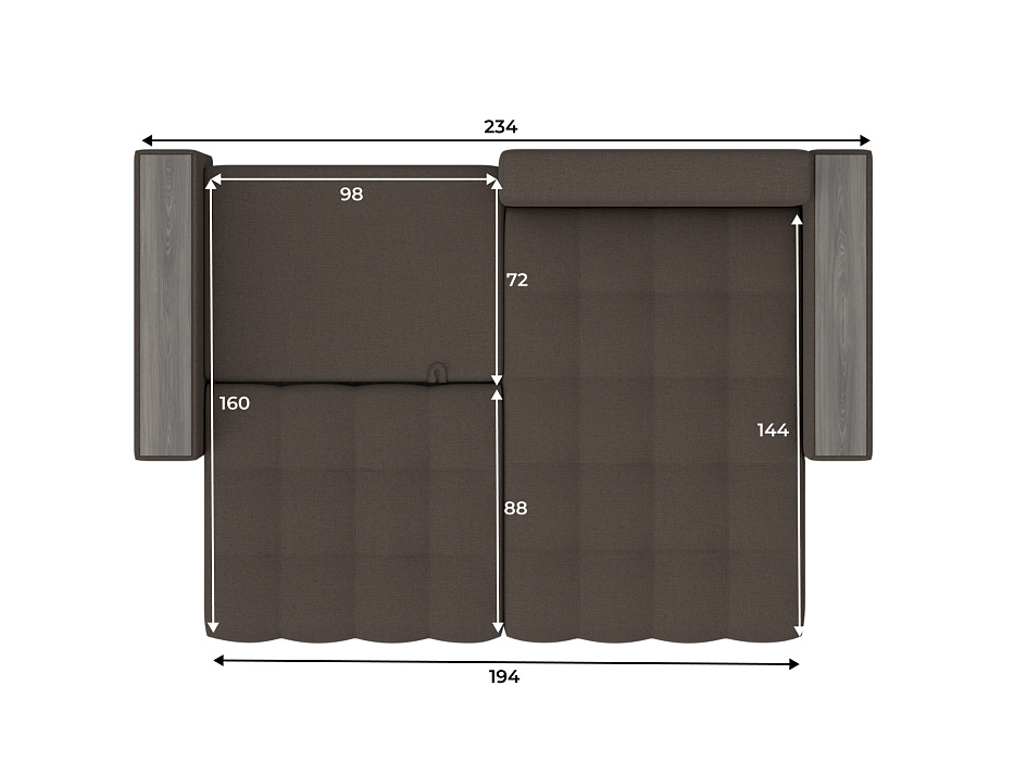 Диван угловой с декором Лига-049 НПБ (амур 05 коричневый)