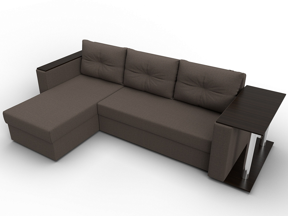 Диван угловой Атланта со столом левый угол (амур 05 коричневый)
