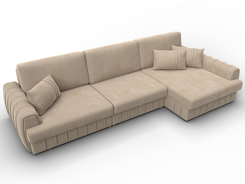 Диван угловой Лига-057 НПБ Лонг угол правый (seven 729 бежевый)
