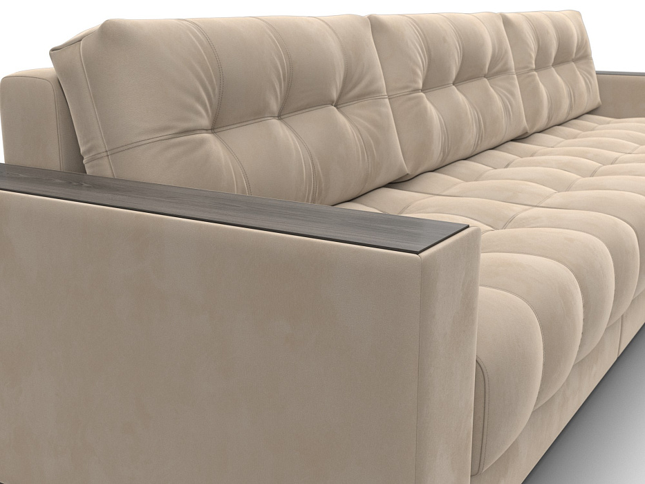 Диван угловой с декором Лига-049 НПБ Лонг (seven 729 бежевый)