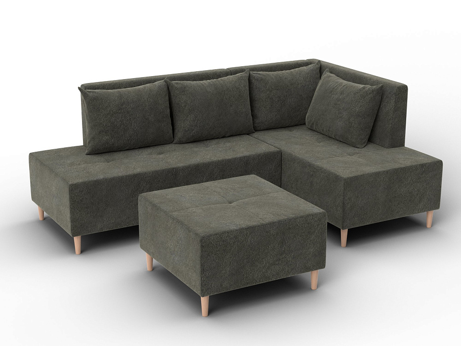 Диван угловой модульный с пуфом Лига-126 угол правый (laim 10 темно-коричневый)