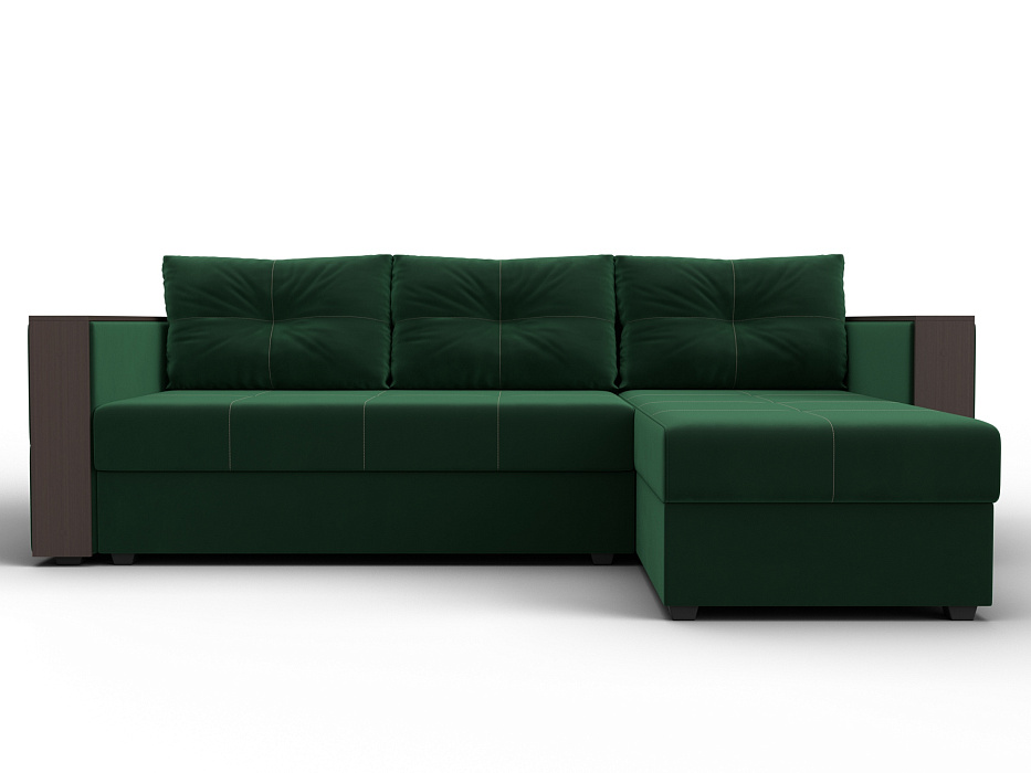 Диван угловой Валенсия Лайт правый угол (seven 626 зеленый)
