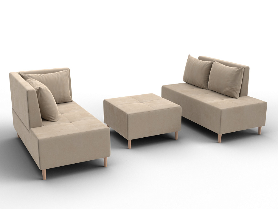 Диван угловой модульный с пуфом Лига-126 угол левый (seven 729 бежевый)