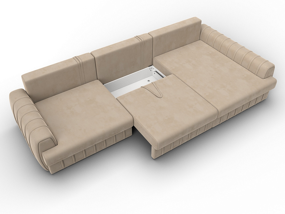 Диван угловой Лига-057 НПБ Лонг угол правый (seven 729 бежевый)