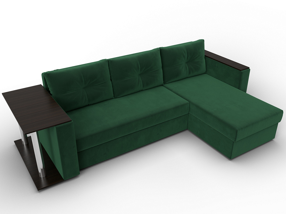 Диван угловой Атланта со столом правый угол (seven 626 зеленый)