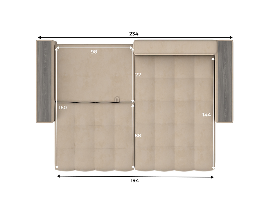 Диван угловой с декором Лига-049 НПБ (seven 729 бежевый)