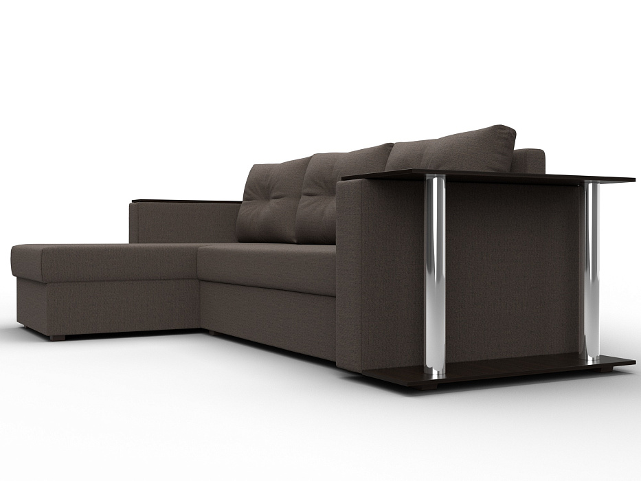 Диван угловой Атланта со столом левый угол (амур 05 коричневый)