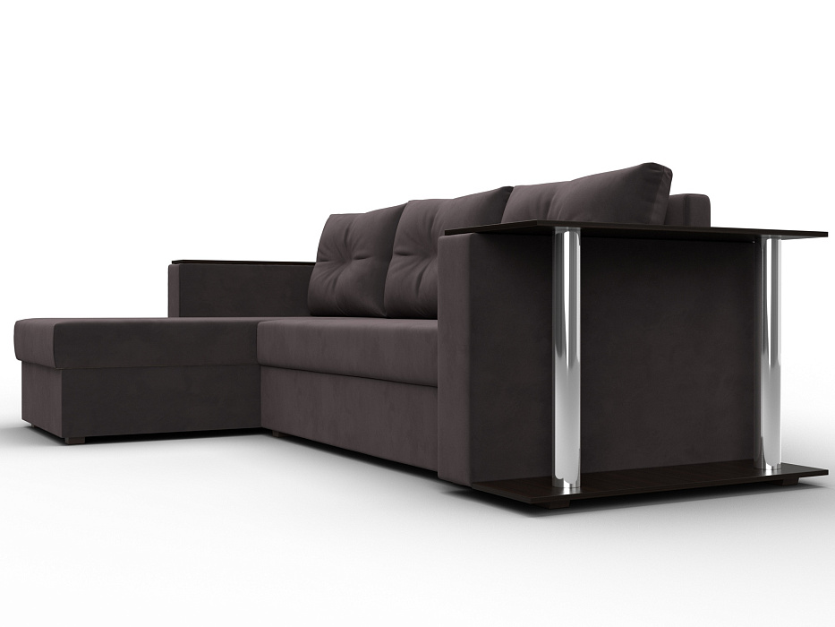 Диван угловой Атланта со столом левый угол (seven 727 коричневый)