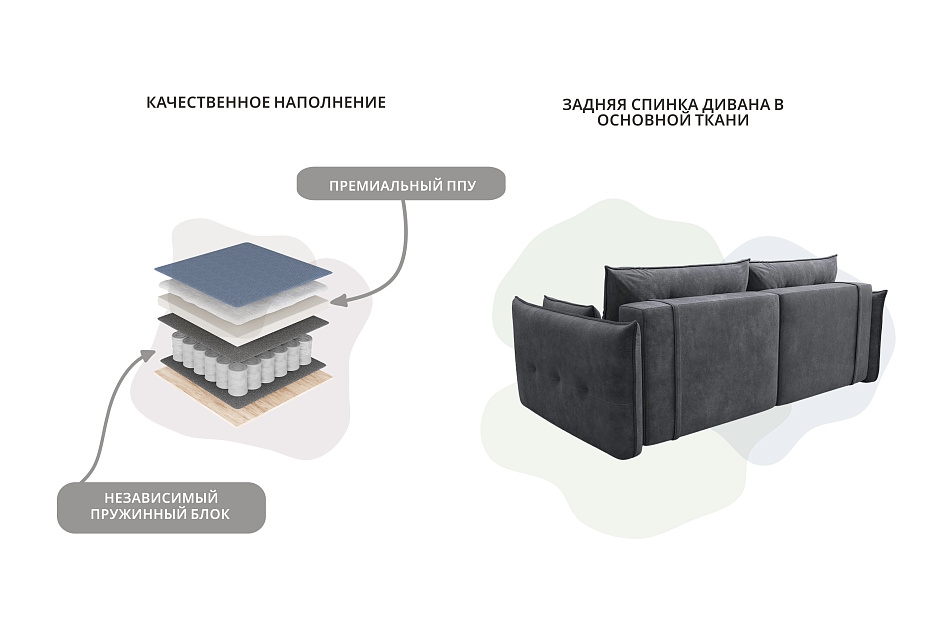 Диван прямой Лига-100 НПБ (brut 16 темно-серый)