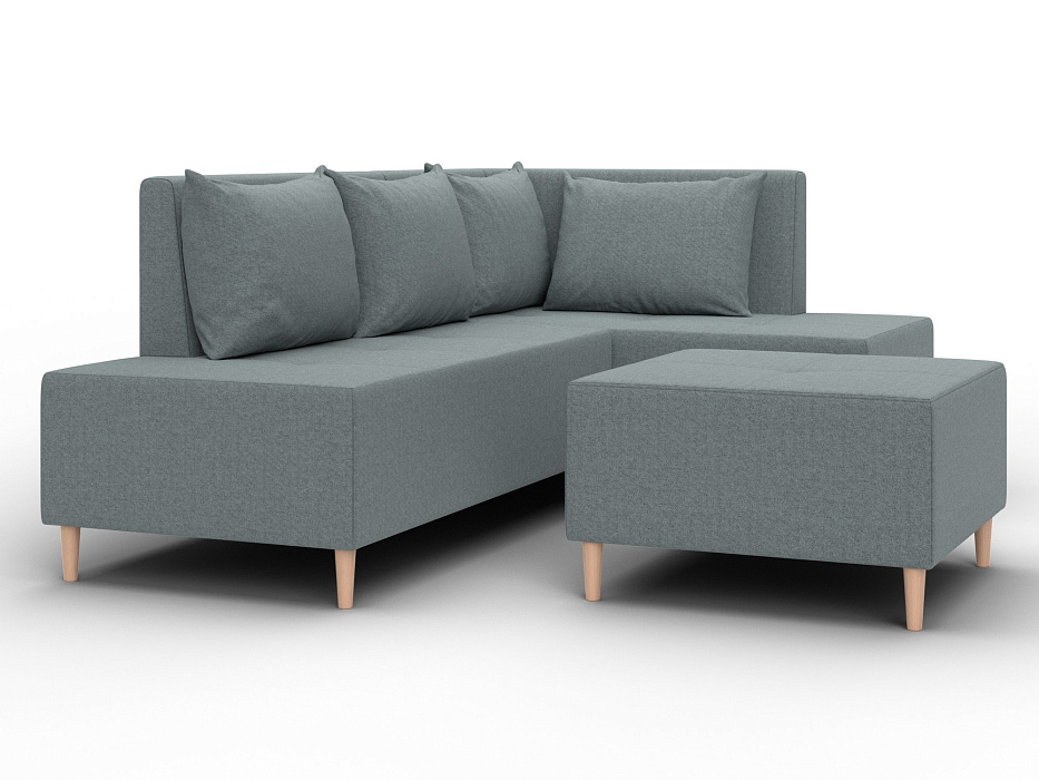 Диван угловой модульный с пуфом Лига-126 угол правый (амур 07 серый)