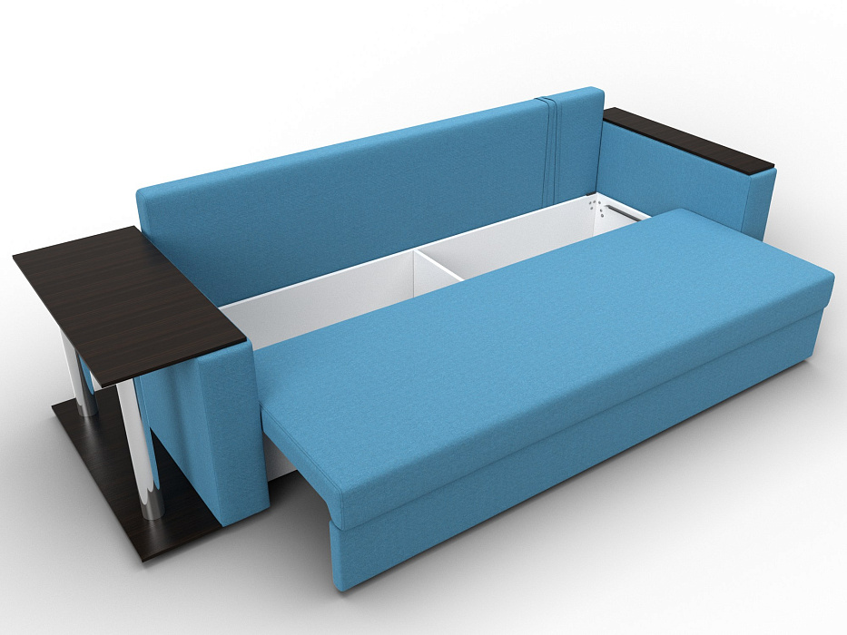 Диван прямой Атланта со столом слева (амур 10 голубой)