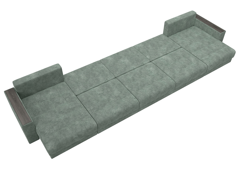 Диван П-образный с декором Лига-049 НПБ Мегалонг (brut 08 зеленый)