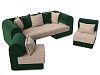 Набор Кипр-3 (диван, 2 кресла) (бежевый\зеленый)