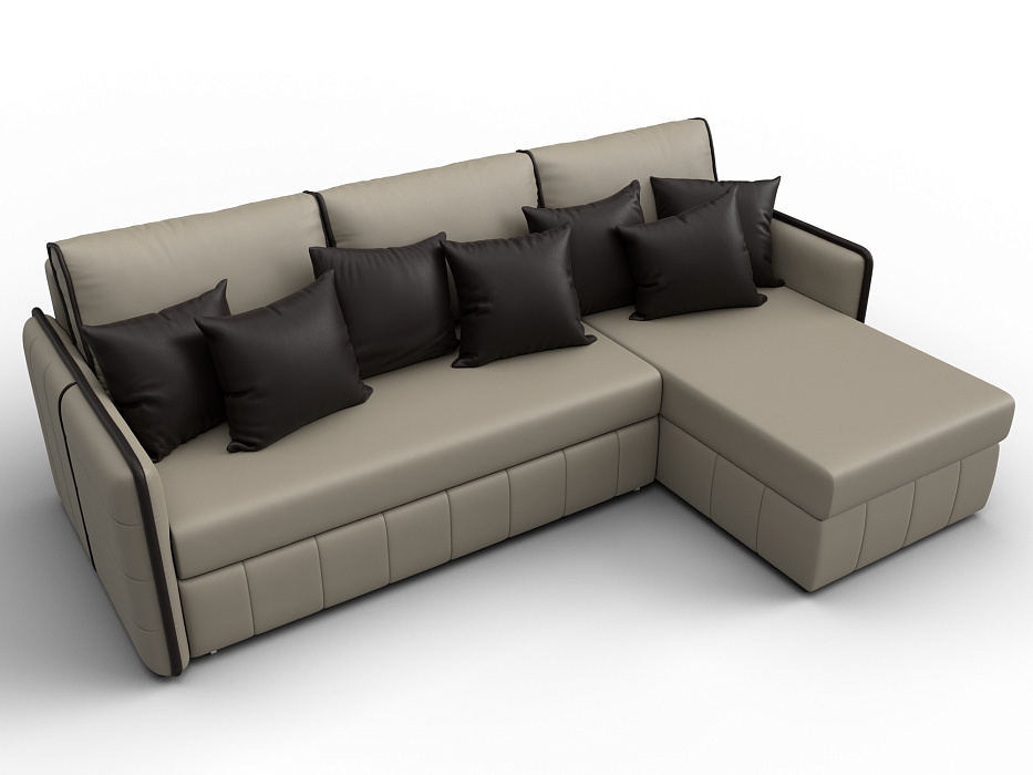 Диван угловой Лига-078 угол универсальный (grifon 04 бежевый/grifon 12 коричневый)