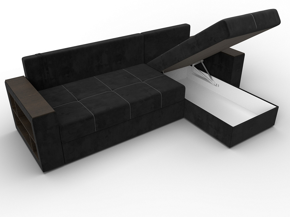 Диван угловой Дубай Лайт угол универсальный (seven 35 черный)
