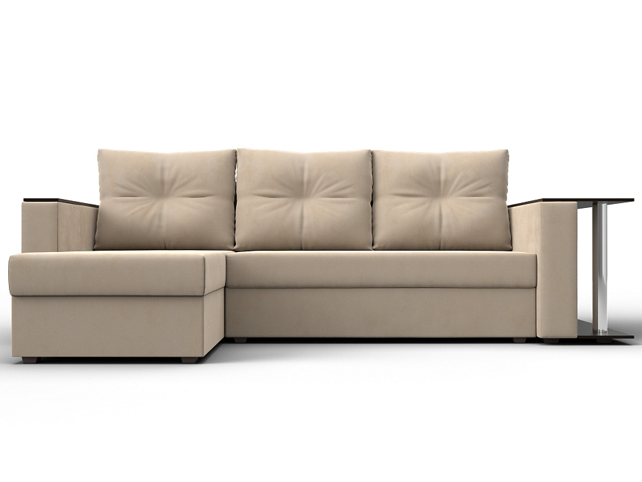 Диван угловой Атланта со столом левый угол (seven 729 бежевый)