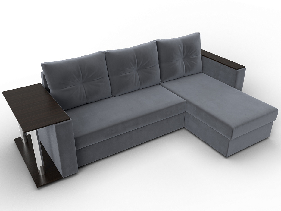 Диван угловой Атланта со столом правый угол (seven 17 серый)