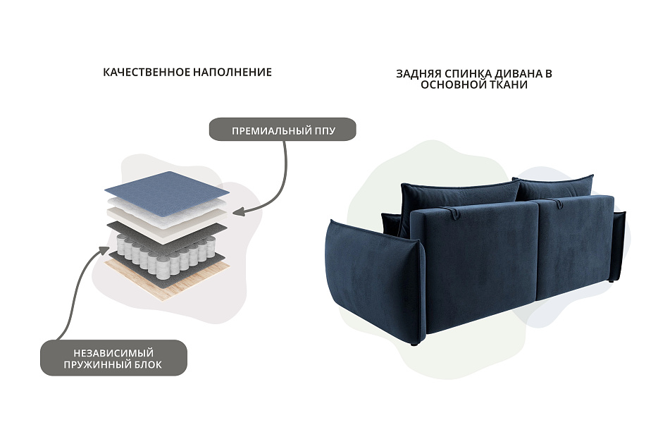 Диван прямой Лига-051 НПБ (tower 13 синий)