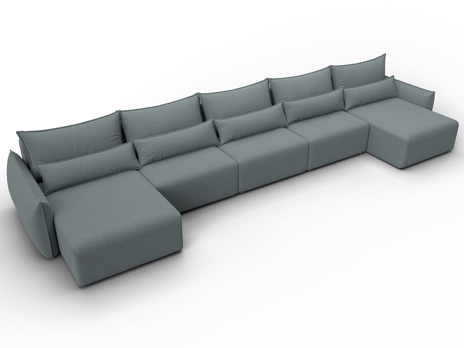 Диван П-образный Лига-051 НПБ МегаЛонг (амур 07 серый)