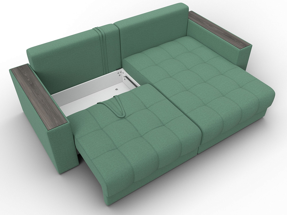 Диван угловой с декором Лига-049 НПБ (амур 11 зеленый)