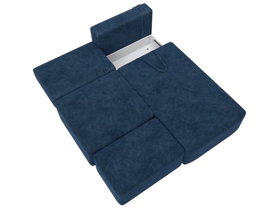 Диван угловой модульный с пуфом Лига-060 НПБ угол универсальный (brut 11 синий)