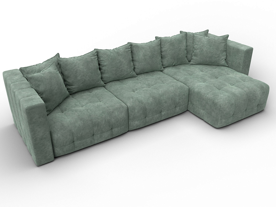 Диван угловой Лига-052 НПБ Лонг угол универсальный (brut 08 зеленый)
