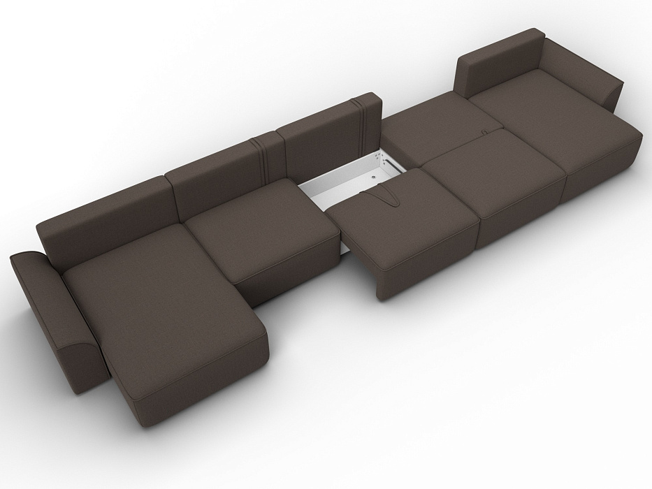 Диван П-образный Лига-048 НПБ МегаЛонг (амур 05 коричневый)