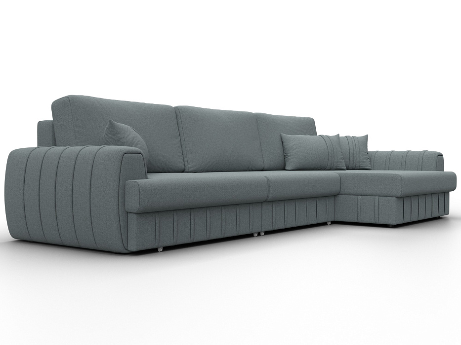 Диван угловой Лига-057 НПБ Лонг угол правый (амур 07 серый)