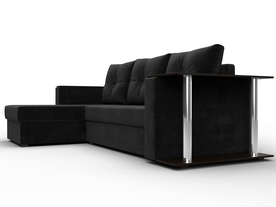 Диван угловой Атланта со столом левый угол (seven 35 черный)