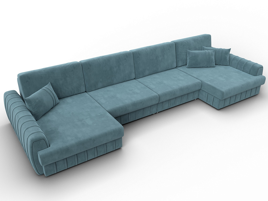 Диван П-образный Лига-057 НПБ Лонг (seven 113 бирюзовый)
