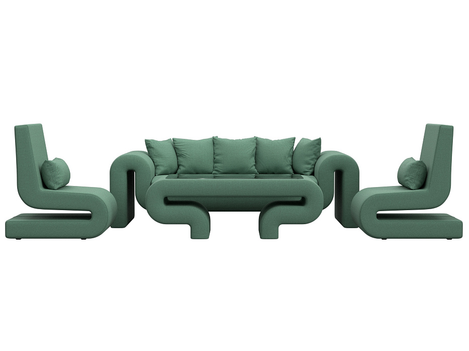 Набор Волна-2 (стол, диван, 2 кресла) (амур 11 зеленый)