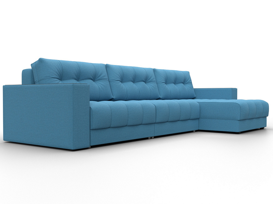 Диван угловой с декором Лига-049 НПБ Лонг (амур 10 голубой)