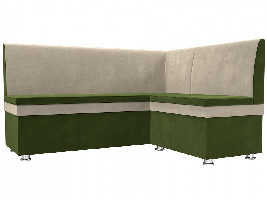 Кухонный угловой диван Уют правый угол (зеленый\бежевый цвет)