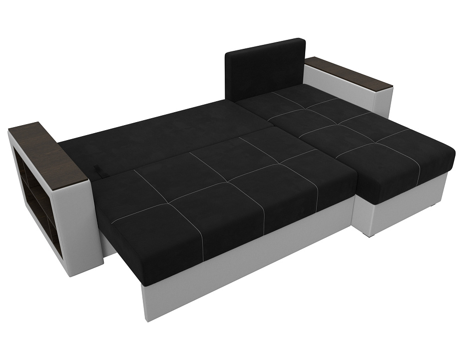 Диван угловой Дубай Лайт правый угол (черный\белый)