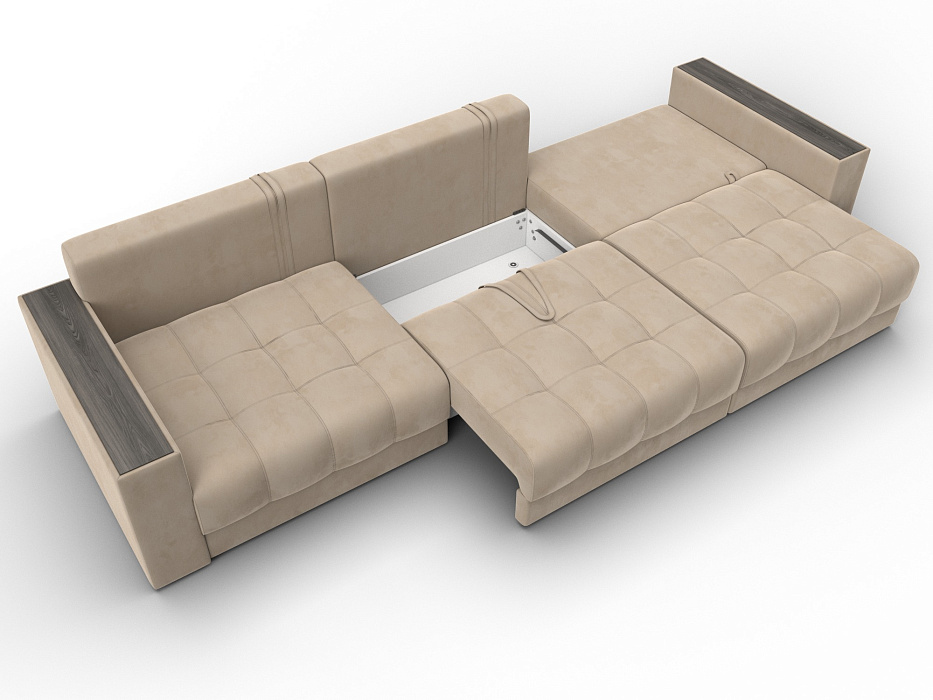 Диван прямой с декором Лига-049 НПБ Лонг (seven 729 бежевый)