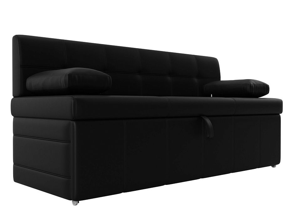 Кухонный прямой диван Лео (черный цвет)