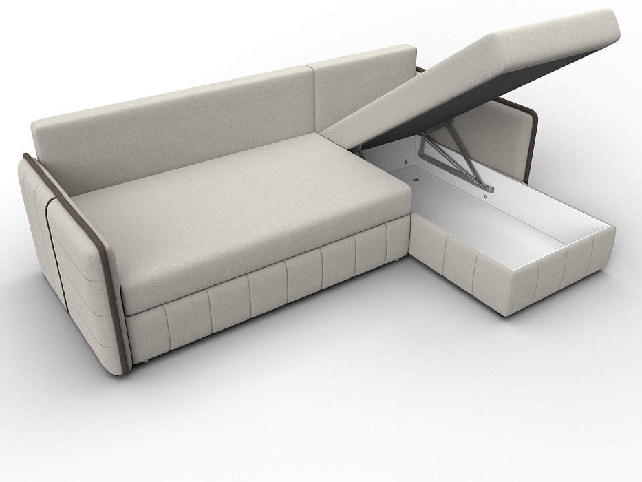 Диван угловой Лига-078 угол универсальный (амур 02 бежевый/амур 05 коричневый)