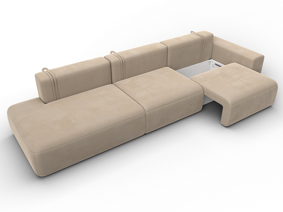 Диван прямой Лига-036 НПБ Модерн Лонг подлокотник справа (seven 729 бежевый)