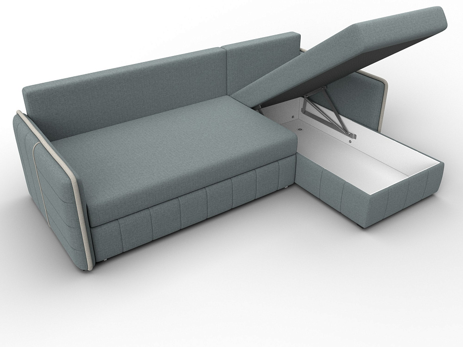 Диван угловой Лига-078 угол универсальный (амур 07 серый/амур 02 бежевый)