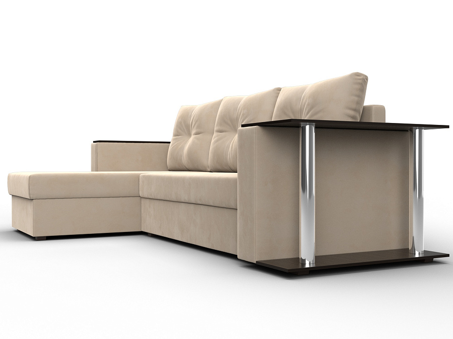 Диван угловой Атланта со столом левый угол (seven 729 бежевый)