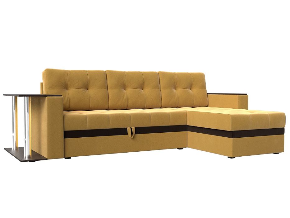 Угловой диван Атланта М правый угол (желтый\коричневый цвет)