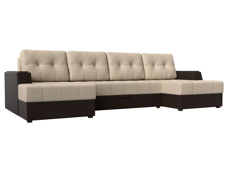 П-образный диван Эмир (бежевый\коричневый цвет)