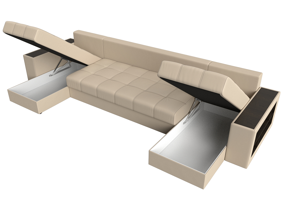 Диван П-образный Дубай полки справа (бежевый)