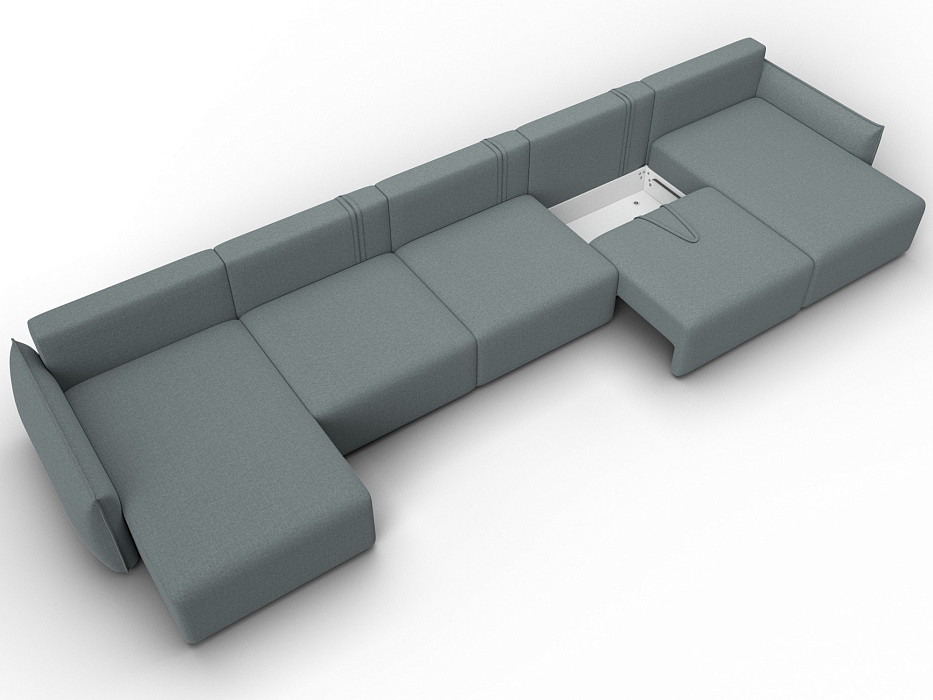 Диван П-образный Лига-051 НПБ МегаЛонг (амур 07 серый)