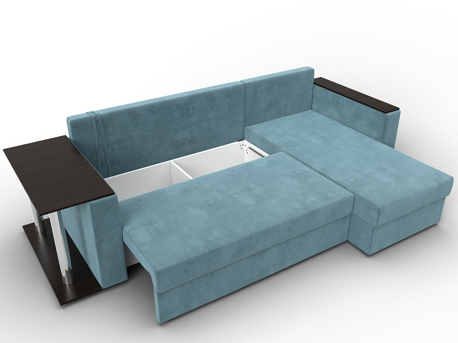 Диван угловой Атланта со столом правый угол (бирюзовый)