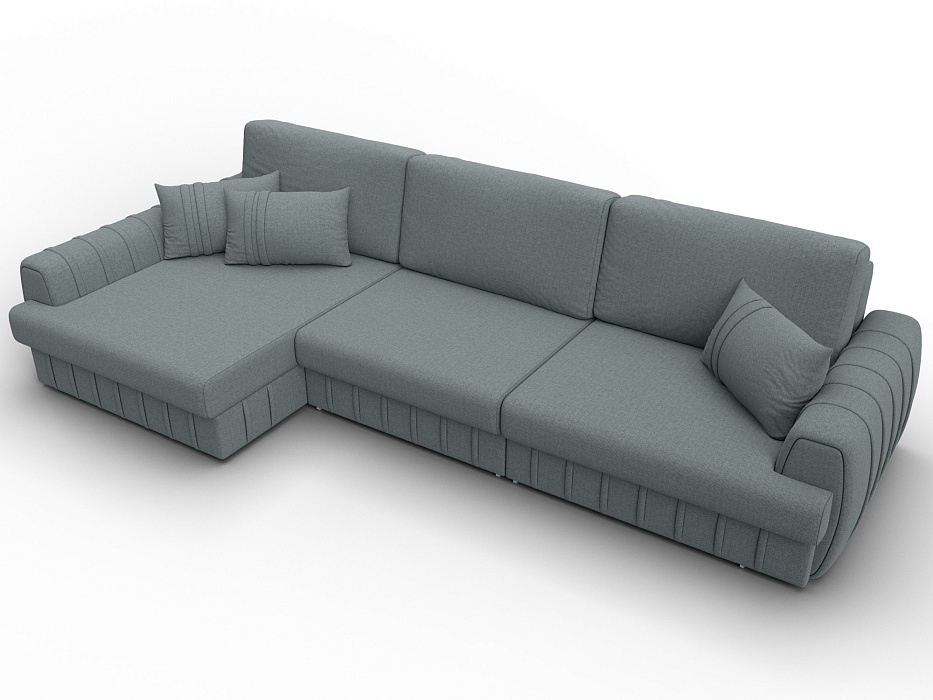 Диван угловой Лига-057 НПБ Лонг угол левый (амур 07 серый)