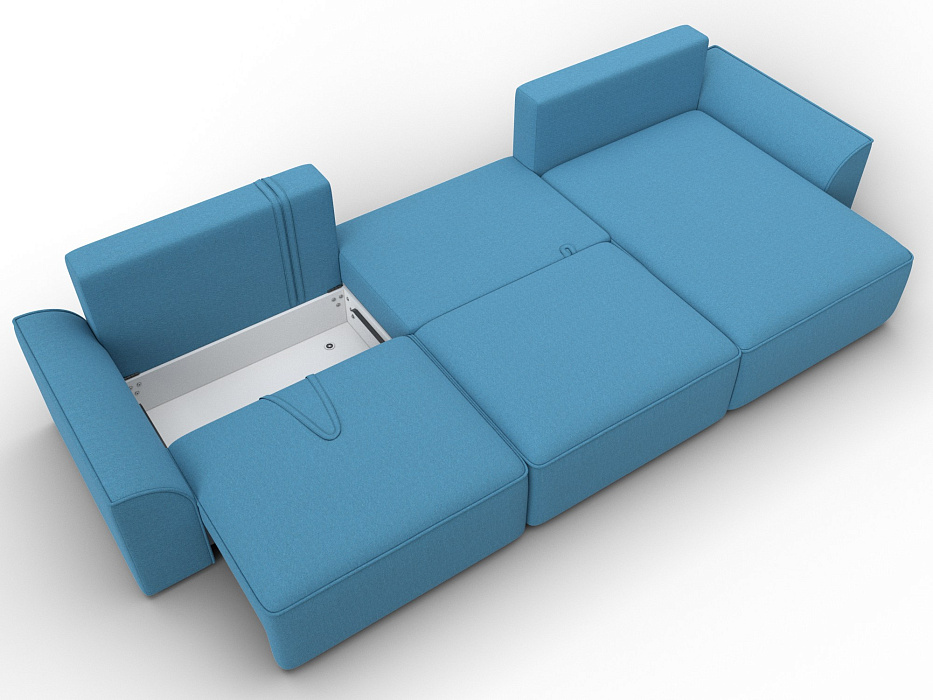 Диван угловой Лига-048 НПБ лонг (амур 10 голубой)