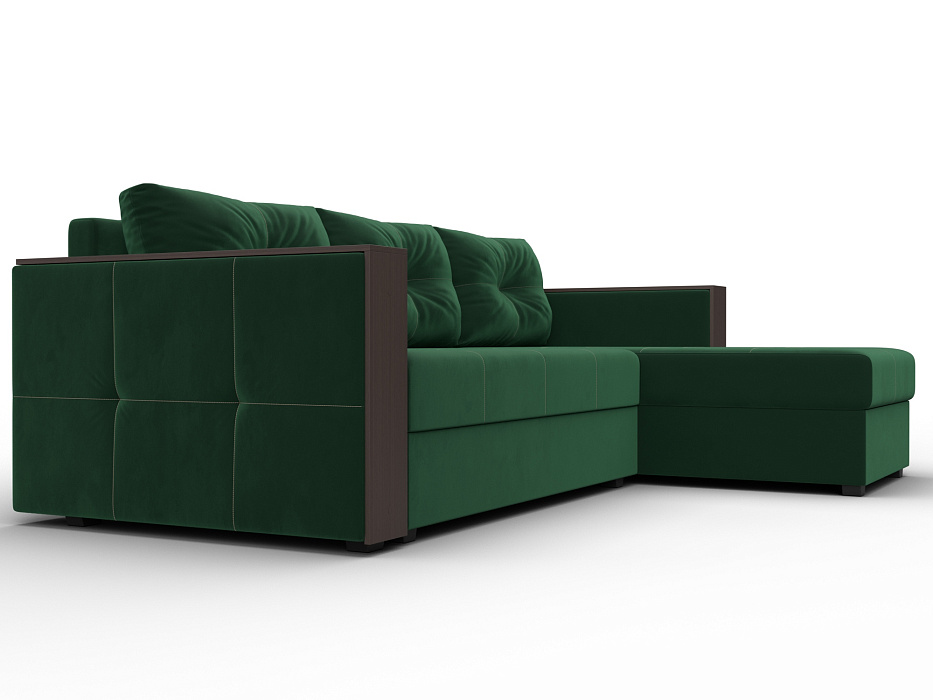 Диван угловой Валенсия Лайт правый угол (seven 626 зеленый)