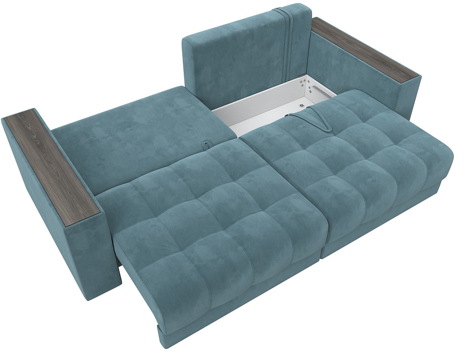 Диван прямой с декором Лига-049 НПБ (seven 113 бирюзовый)