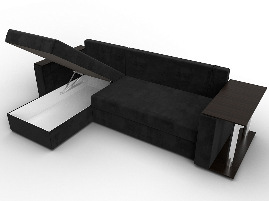 Диван угловой Атланта со столом левый угол (seven 35 черный)